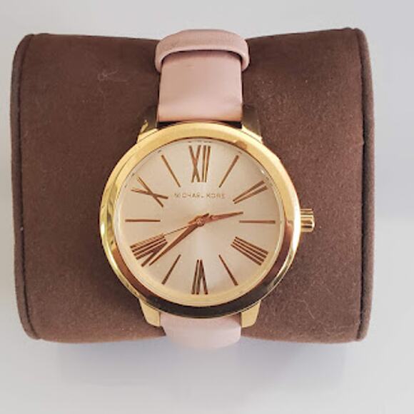 Michael Kors Hartman Ladies Watch 38mm Gold Tone with Pink Leather Band MK2558 - Picture 2 of 9